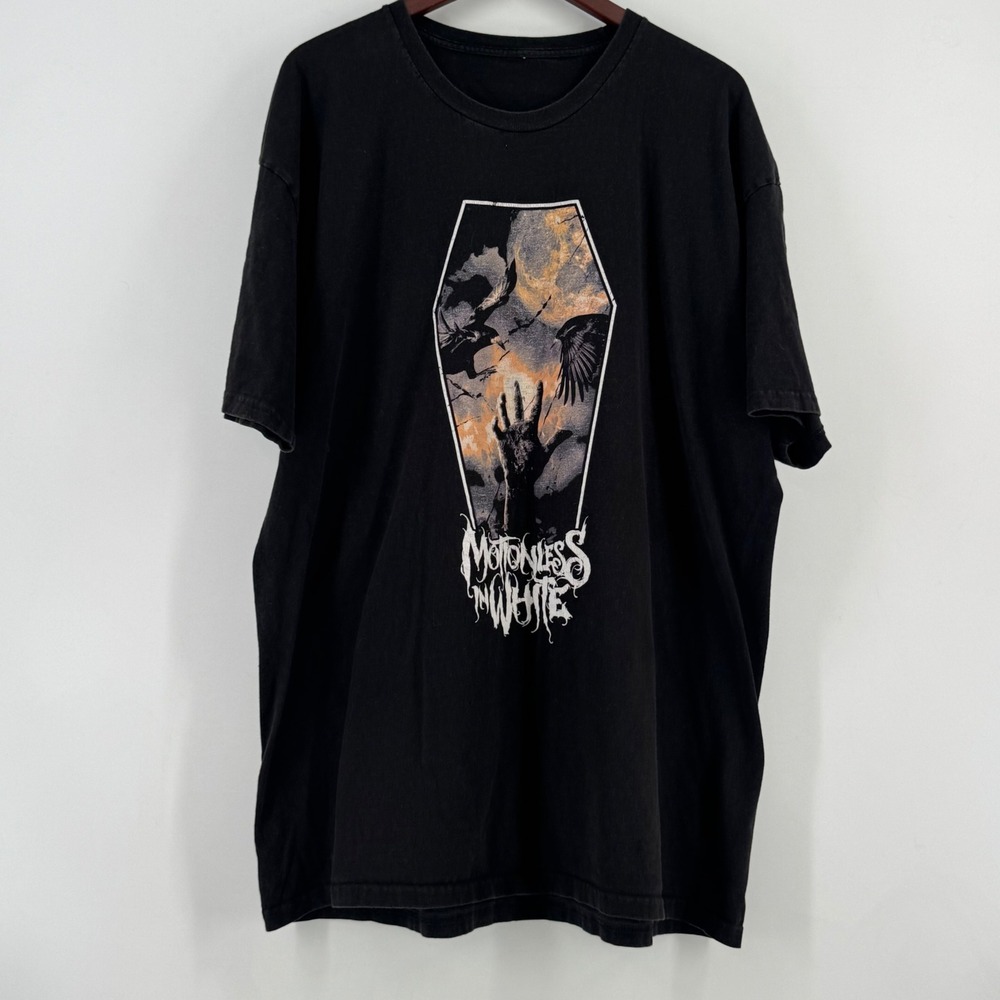Motionless In White Band Graphic T-Shirt Black Coffin Raven Metalcore Mens XXL